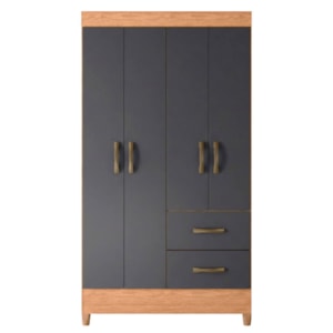 Roupeiro Albatroz Mobi 4 Portas 2 Gavetas Freijo/Titanium Interno Branco