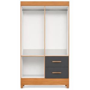 Roupeiro Albatroz Mobi 4 Portas 2 Gavetas Freijó/Titanium com Interior Branco
