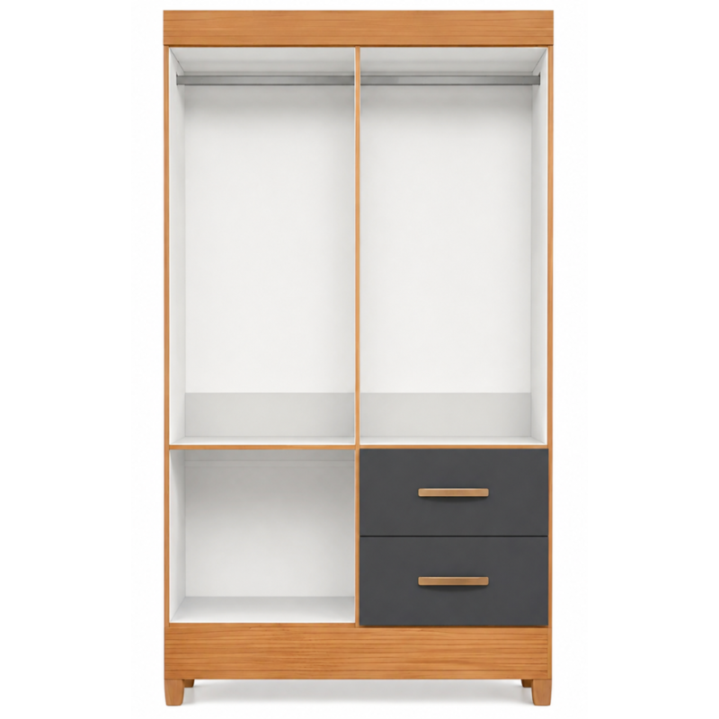 Roupeiro Albatroz Mobi 4 Portas 2 Gavetas Freijó/Titanium com Interior Branco-7bcd7909-2377-4cdb-a9fd-554df75e18b8