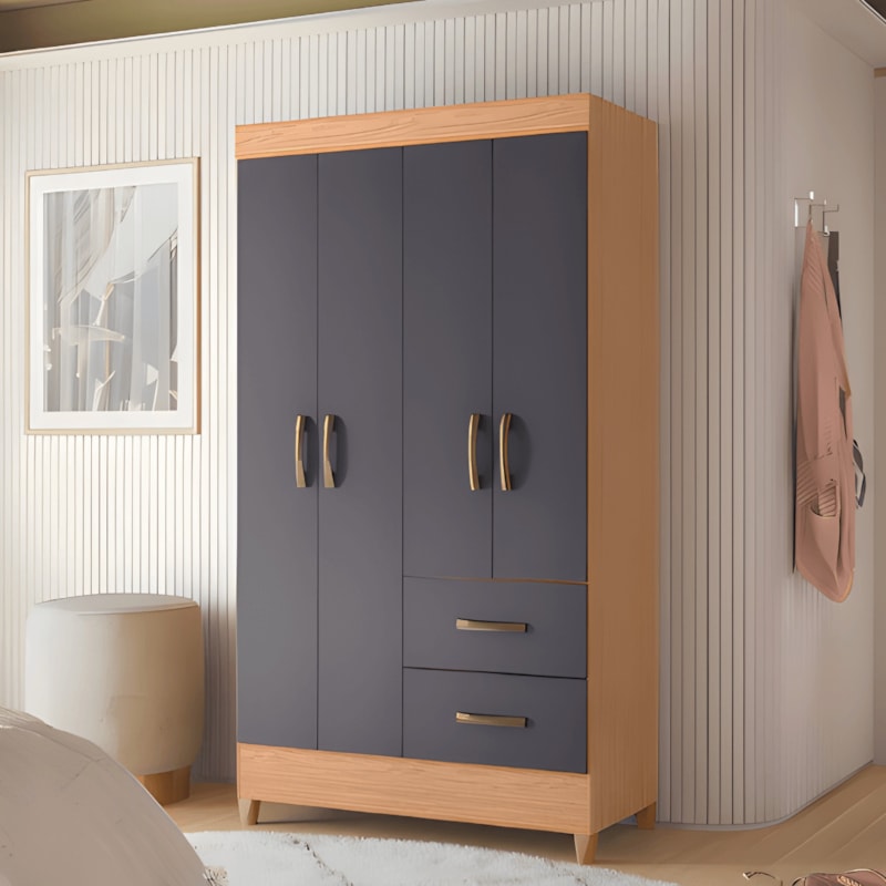 Roupeiro Albatroz Mobi 4 Portas 2 Gavetas Freijo/Titanium Interno Branco-674b2087-56e0-4abd-a730-b3626beda54d