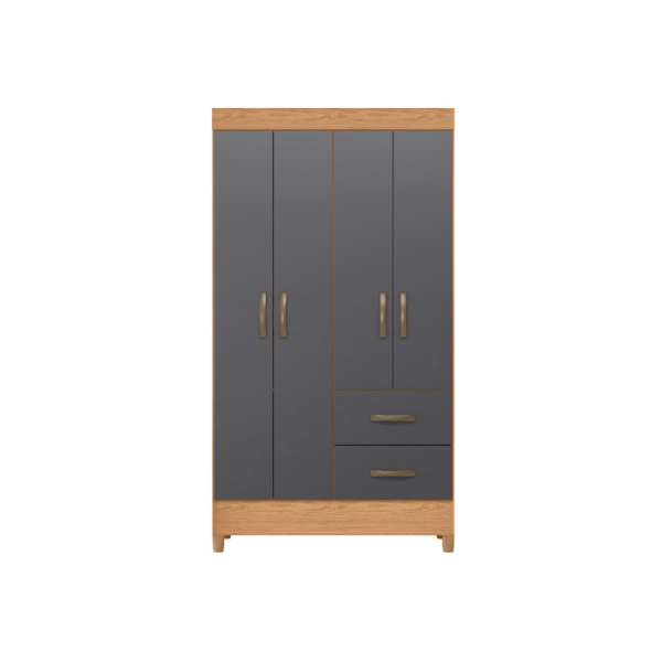 Roupeiro Albatroz Mobi 4 Portas 2 Gavetas Freijo/Titanium Interno Branco-0d03515b-e471-4a9e-893d-da7e5c74e971