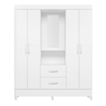 Roupeiro Albatroz Mobi Capela 4 Portas 2 Gavetas Branco Fosco Liso/Biflex