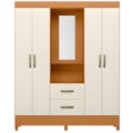 Roupeiro Albatroz Mobi Capela 4 Portas 2 Gavetas com Espelho Incluso Cinamomo/Off White-9de48fe7-5436-4676-ade7-db98e25d29bf