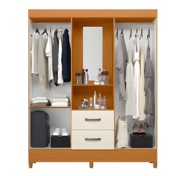 Roupeiro Albatroz Mobi Capela 4 Portas 2 Gavetas com Espelho Incluso de 0,66X0,24 Cinamomo/Off White-d8b3cd48-0eea-4f3a-a348-a35c1e132f9b