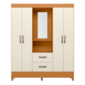 Roupeiro Albatroz Mobi Capela 4 Portas 2 Gavetas com Espelho Incluso de 0,66X0,24 Cinamomo/Off White-3b77e57b-6586-461f-bb6a-48c9424fa647