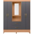 Roupeiro Albatroz Mobi Capela 4 Portas 2 Gavetas com Espelho Incluso de 0,66X0,24 Freijo/Titanium-b5cf491e-1490-48b6-9ff4-5cd832c317d4