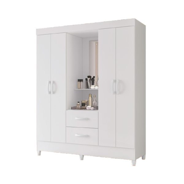 Roupeiro Albatroz Mobi Capela 4 Portas 2 Gavetas com Espelho Incluso de 0,66x0,24m Branco Fosco Liso/Biflex-a8e2431e-81bf-423c-a818-ac1b47eefb66