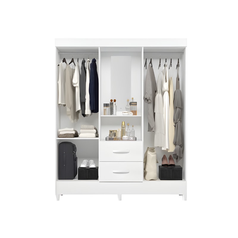 Roupeiro Albatroz Mobi Capela 4 Portas 2 Gavetas com Espelho Incluso de 0,66x0,24m Branco Fosco Liso/Biflex-389d0d38-b468-4b8d-bab9-d65855016f03