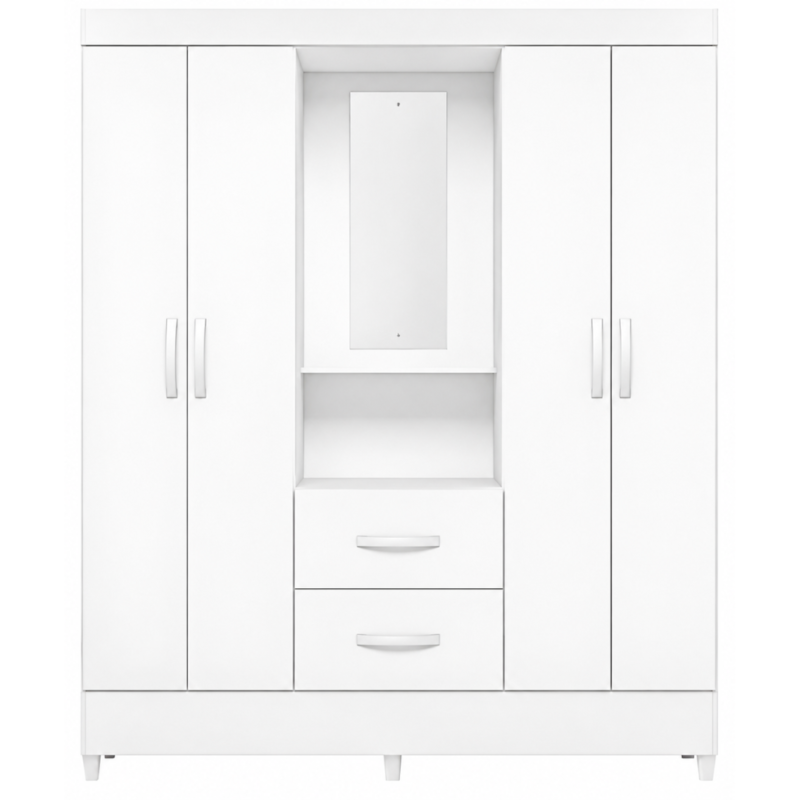 Roupeiro Albatroz Mobi Capela 4 Portas 2 Gavetas com Espelho Incluso de 0,66x0,24m Branco Fosco Liso/Biflex-5eb4b36b-9a8d-42f9-8efd-391add259f64