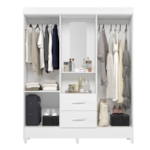 Roupeiro Albatroz Mobi Capela 4 Portas 2 Gavetas com Espelho Incluso de 0,66x0,24m Branco Fosco Liso/Biflex