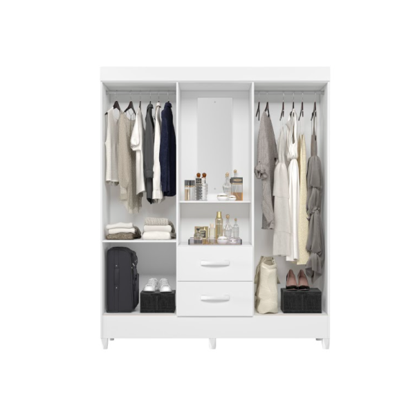 Roupeiro Albatroz Mobi Capela 4 Portas 2 Gavetas com Espelho Incluso de 0,66x0,24m Branco Fosco Liso/Biflex-b42bee6a-4fa6-4149-9f37-d9f044697ebe