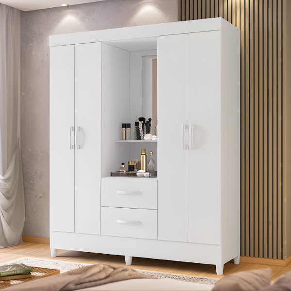 Roupeiro Albatroz Mobi Capela 4 Portas 2 Gavetas com Espelho Incluso de 0,66x0,24m Branco Fosco Liso/Biflex-f7951d6a-b3e9-4829-9756-401efa8e2202