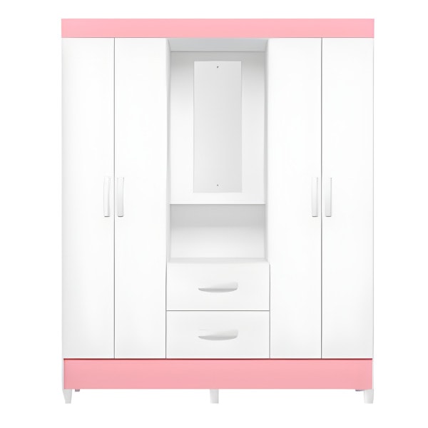 Roupeiro Albatroz Mobi Capela 4 Portas 2 Gavetas com Espelho Incluso de 0,66x0,24m Branco Fosco Liso/Biflex-72ddeac7-362b-456f-9853-072f49edb02a