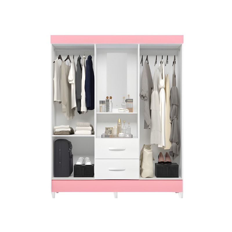 Roupeiro Albatroz Mobi Capela 4 Portas 2 Gavetas com Espelho Incluso de 0,66x0,24m Branco Fosco Liso/Biflex-3088d1f1-fd28-490d-8c91-fe95bf11876c