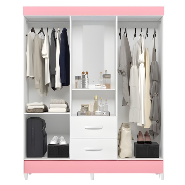 Roupeiro Albatroz Mobi Capela 4 Portas 2 Gavetas com Espelho Incluso de 0,66x0,24m Branco Fosco Liso/Biflex-8effd794-9eb3-46b0-beec-69aa7a6de0a7