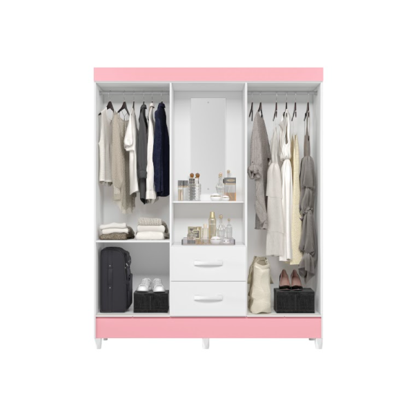 Roupeiro Albatroz Mobi Capela 4 Portas 2 Gavetas com Espelho Incluso de 0,66x0,24m Branco Fosco Liso/Biflex-62e3ddfb-a8c0-40e8-bc15-4a41e6c76b5e