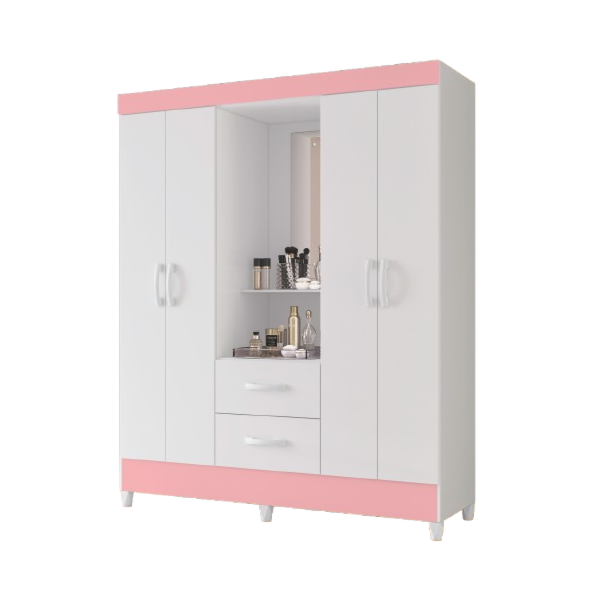 Roupeiro Albatroz Mobi Capela 4 Portas 2 Gavetas com Espelho Incluso de 0,66x0,24m Branco Fosco Liso/Biflex-7db8f5c1-1998-4e58-bfcf-7c4d2a28e420