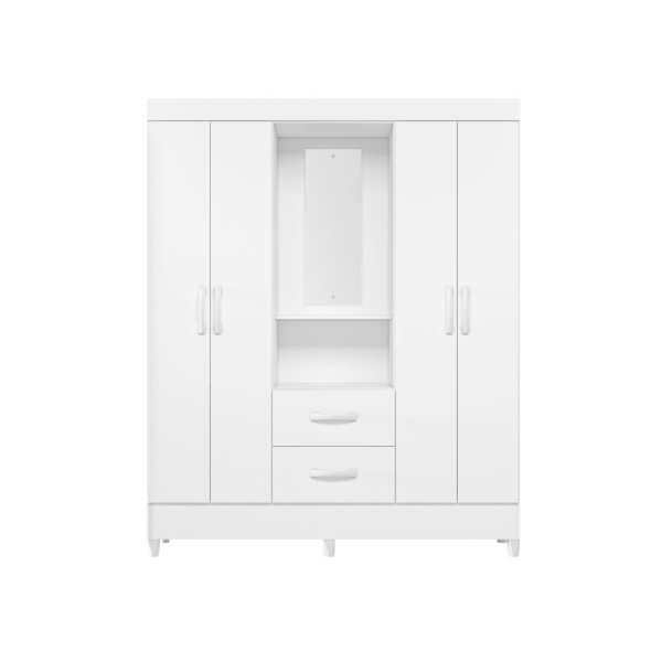 Roupeiro Albatroz Mobi Capela 4 Portas 2 Gavetas com Espelho Incluso de 0,66x0,24m Branco Fosco Liso/Biflex-9e3e6db6-3a6b-4b76-a3d9-fc2b871745c8