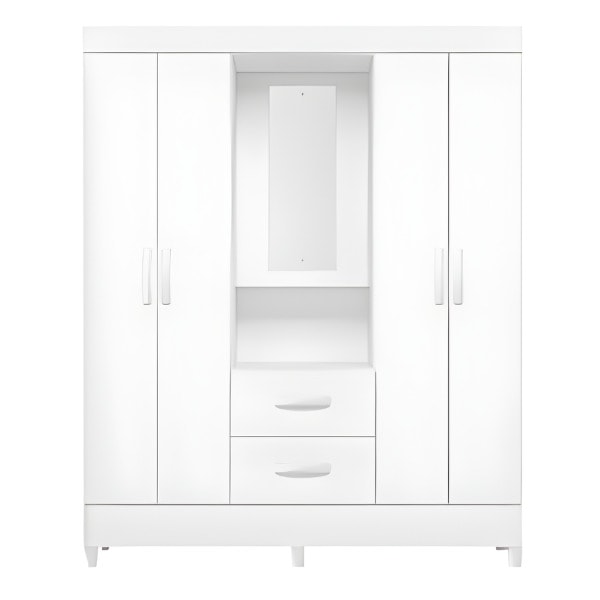 Roupeiro Albatroz Mobi Capela 4 Portas 2 Gavetas com Espelho Incluso de 0,66x0,24m Branco Fosco Liso/Biflex-f65201b7-023f-4324-b57f-5cc9d013f791