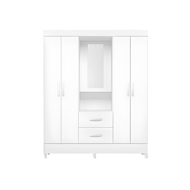 Roupeiro Albatroz Mobi Capela 4 Portas 2 Gavetas com Espelho Incluso de 0,66x0,24m Branco Fosco Liso/Biflex-73c10609-2d21-4ddd-84b4-465b80e1b4df