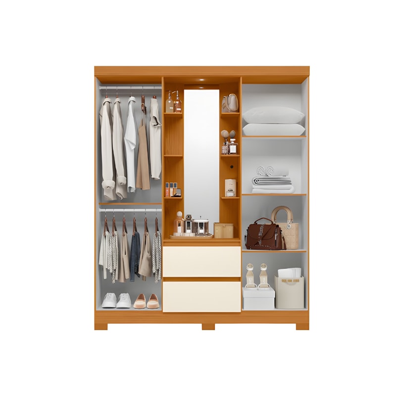 Roupeiro Albatroz Olimpia 4 Portas 2 Gavetas com Espelho Incluso de 1,23X0,30M Cinamomo/Off White Interno Branco-48de99fb-abc5-44e8-9b87-ec30c76e7d21