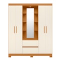 Roupeiro Albatroz Olimpia 4 Portas 2 Gavetas com Espelho Incluso de 1,23X0,30M Cinamomo/Off White Interno Branco-04ab4ac5-1a6c-4af4-b564-a41adb66a0b1