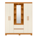 Roupeiro Albatroz Olimpia 4 Portas 2 Gavetas com Espelho Incluso de 1,23X0,30M Cinamomo/Off White Interno Branco-15585f8e-154f-46bd-a917-4b3bbd34e8bb