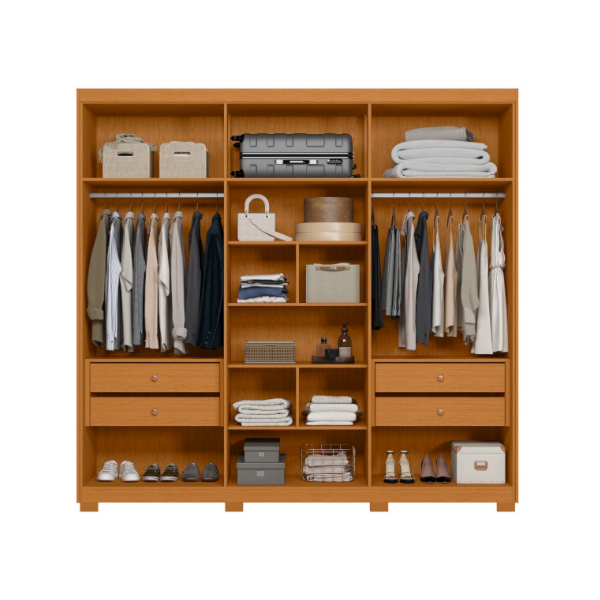 Roupeiro Albatroz Ouro Verde 2 Portas de Correr 4 Gavetas com 4 Espelhos Cinamomo/Off White-d43484a2-bc2c-4d4e-9bed-9e656f3dc190