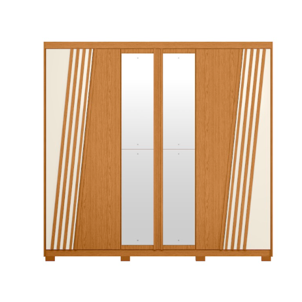 Roupeiro Albatroz Ouro Verde 2 Portas de Correr 4 Gavetas com 4 Espelhos Cinamomo/Off White-6ce8f188-b72e-46b1-9b79-59f987256389