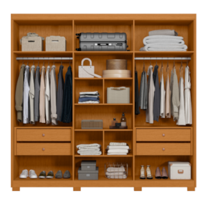 Roupeiro Albatroz Ouro Verde 6 Portas 4 Gavetas Cinamomo/Off White