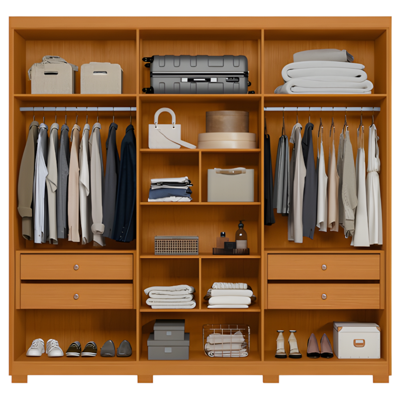 Roupeiro Albatroz Ouro Verde 6 Portas 4 Gavetas Cinamomo/Off White-6e8733d4-953f-445c-b432-e66c65bb6fd6