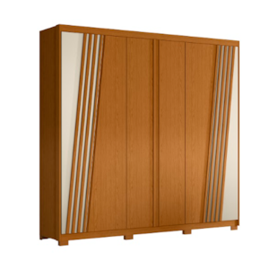 Roupeiro Albatroz Ouro Verde 6 Portas 4 Gavetas Cinamomo/Off White