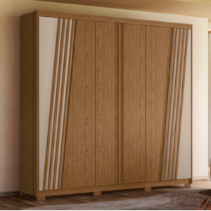 Roupeiro Albatroz Ouro Verde 6 Portas 4 Gavetas Jatoba/Fendi Metallic