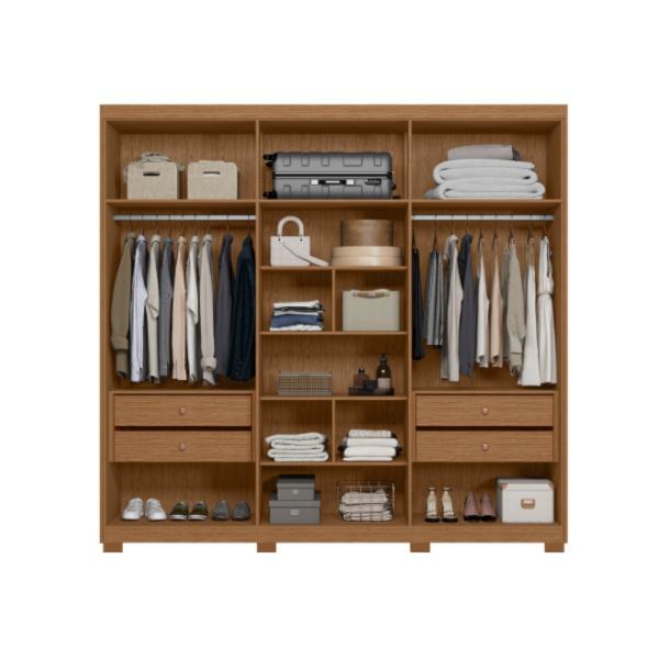 Roupeiro Albatroz Ouro Verde 6 Portas 4 Gavetas Jatoba/Fendi Metallic-bc2693c5-d7c5-4e96-91e7-8398e05b2f4a