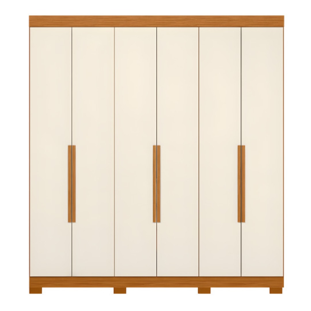Roupeiro Albatroz Vinci 6 Portas 4 Gavetas Cinamomo/Off White