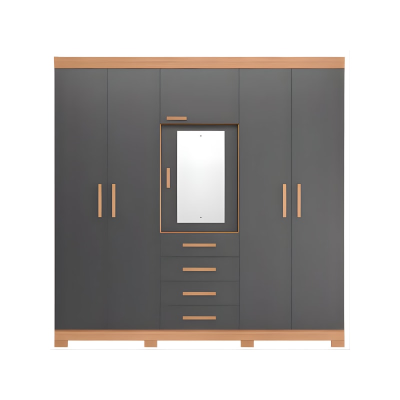 Roupeiro Albatroz Virtus 6 Portas 4 Gavetas com Espelho Freijo/Titanium-034cffc5-9cdd-44cc-b01e-472a9e701bde