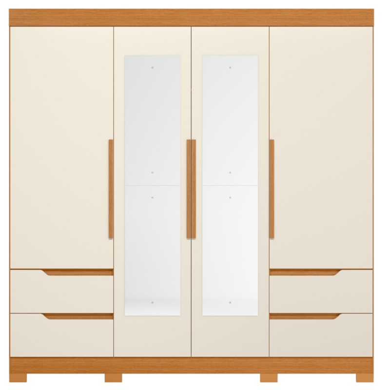 Roupeiro Albatroz Vivacce 4P 4G Espelho Cinamomo/Off White-2ca871dc-c8f0-4325-8cf1-b4b774d246ad