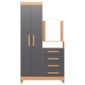 Roupeiro Cômoda Albatroz New Capri 2 Portas, 4 Gavetas com Espelho 60cm x 39cm Freijó/Titanium-7d3a3eb8-b4a7-4ba5-a7b3-c9c389ddb4ff