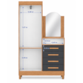 Roupeiro Cômoda Albatroz New Capri 2 Portas, 4 Gavetas com Espelho 60cm x 39cm Freijó/Titanium-3eac9122-bbaf-4851-91f1-77272c0cbdec