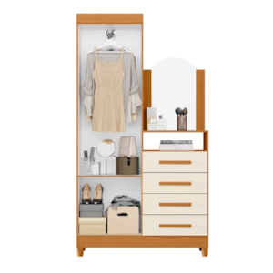 Roupeiro Comoda Albatroz New Capri 2 Portas 4 Gavetas com Espelho Incluso 0,60X0,39 Cinamomo/Off White