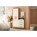 Roupeiro Comoda Albatroz New Capri 2 Portas 4 Gavetas com Espelho Incluso 0,60X0,39 Cinamomo/Off White-73d13259-06d4-45bf-bfd2-143bf55aaf90