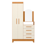 Roupeiro Comoda Albatroz New Capri 2 Portas 4 Gavetas com Espelho Incluso 0,60X0,39 Cinamomo/Off White