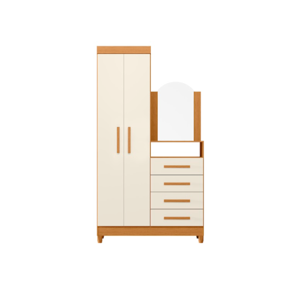 Roupeiro Comoda Albatroz New Capri 2 Portas 4 Gavetas com Espelho Incluso 0,60X0,39 Cinamomo/Off White-3f3575af-232f-4496-82e6-2398203a1dba