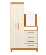 Roupeiro Comoda Albatroz New Capri 2 Portas 4 Gavetas com Espelho Incluso 0,60X0,39 Cinamomo/Off White