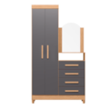 Roupeiro Comoda Albatroz New Capri 2 Portas 4 Gavetas com Espelho Incluso 0,60X0,39M Freijo/Titanium Interno Branco-e7ce9bb8-0eb8-4129-a9f3-8ffe26e5e2d6