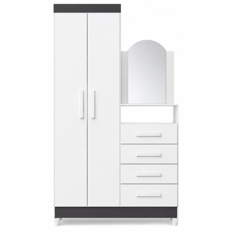 Roupeiro Comoda Albatroz New Capri 2 Portas 4 Gavetas com Espelho Incluso 0,60x0,39m Quadriflex-b8cb572e-6c4e-4304-9a21-8c4b8eee2934