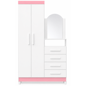 Roupeiro Comoda Albatroz New Capri 2 Portas 4 Gavetas com Espelho Incluso 0,60x0,39m Quadriflex