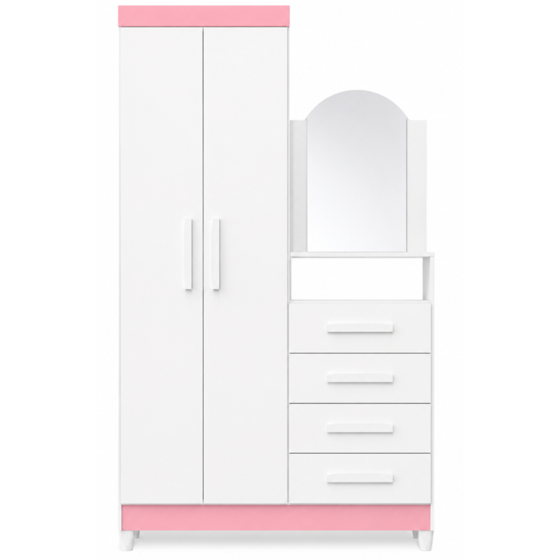 Roupeiro Comoda Albatroz New Capri 2 Portas 4 Gavetas com Espelho Incluso 0,60x0,39m Quadriflex-a4f6ba7d-e0a7-42e7-9879-e8a5675620cc