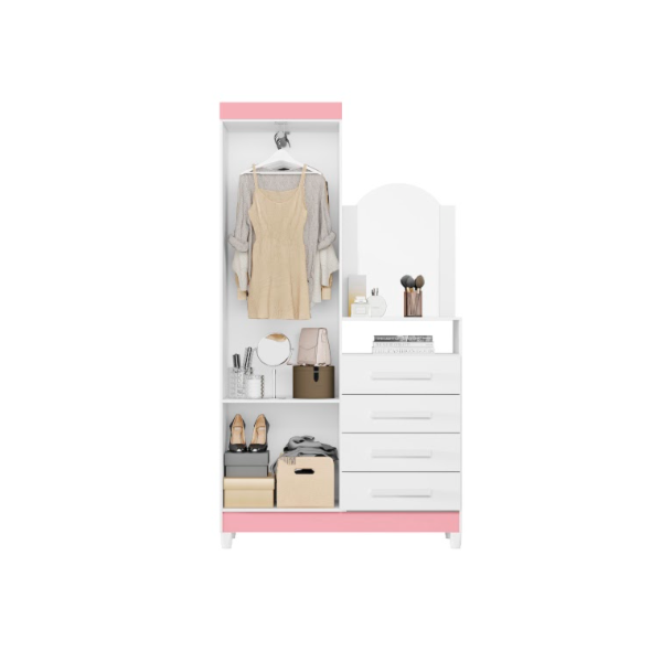 Roupeiro Comoda Albatroz New Capri 2 Portas 4 Gavetas com Espelho Incluso 0,60x0,39m Quadriflex-893d62dc-17c6-4699-9ac5-33ec58d5a37d