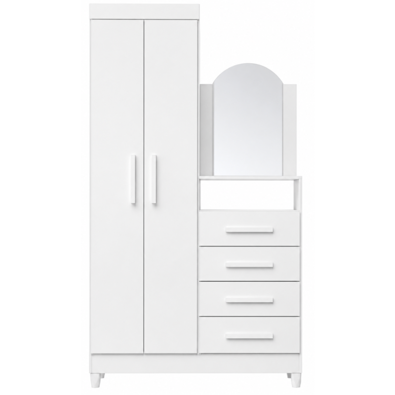 Roupeiro Comoda Albatroz New Capri 2 Portas 4 Gavetas com Espelho Incluso 0,60x0,39m Quadriflex-628faab0-4006-42f9-8a49-47fb2f5f2d94